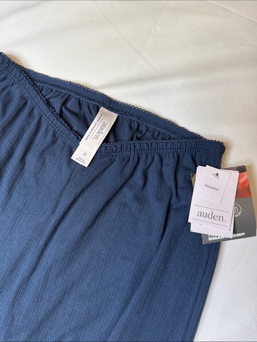 NWT Auden Navy Wide Leg micro ribbed Knit Pajama Sleep Pants XS - Picture 2 of 8